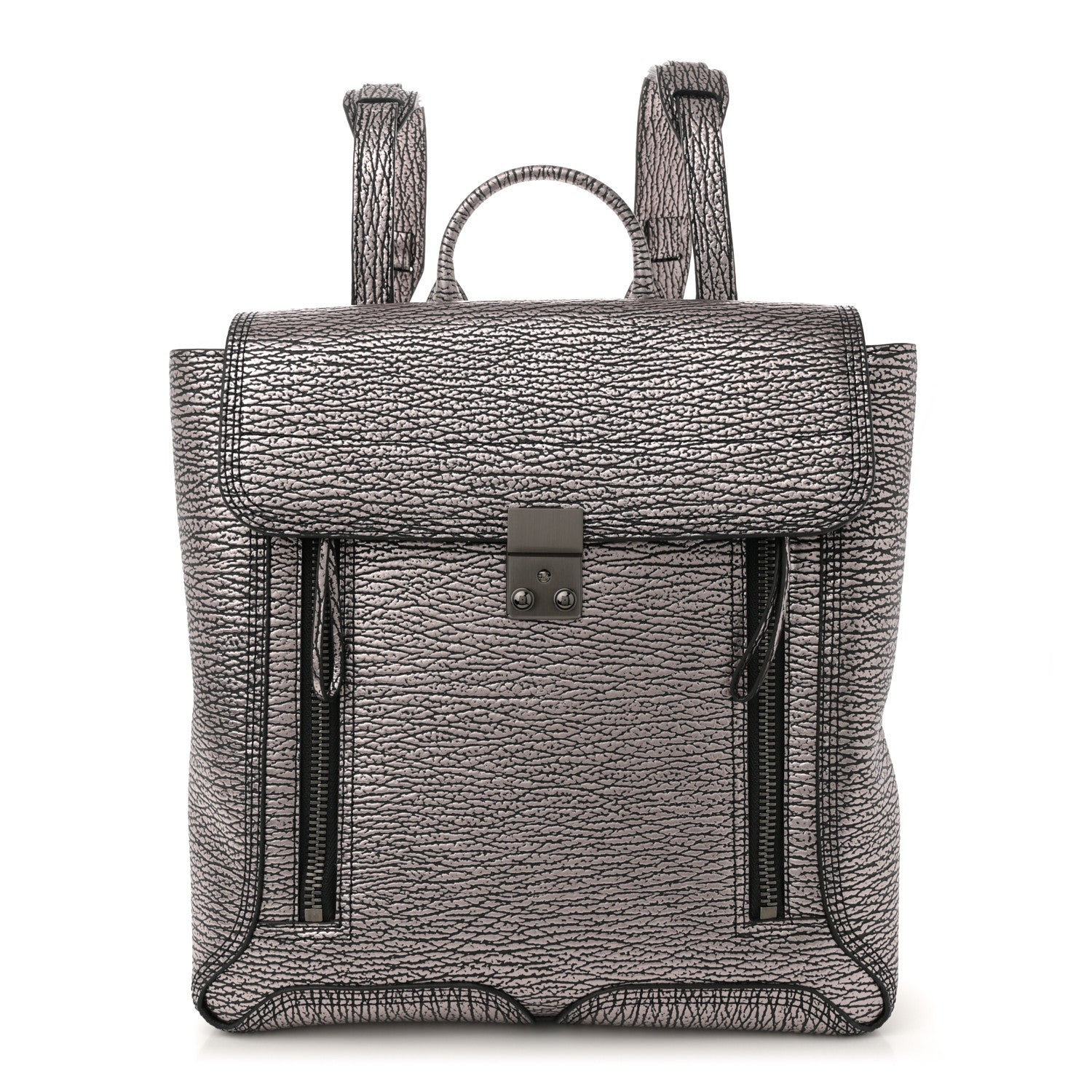 3.1 Phillip Lim Metallic Textured Calfskin Pashli Backpack Black Mauve 1 of 10