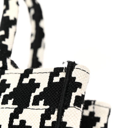 Christian Dior Canvas Houndstooth Embroidered Small Book Tote Black White 12 of 12