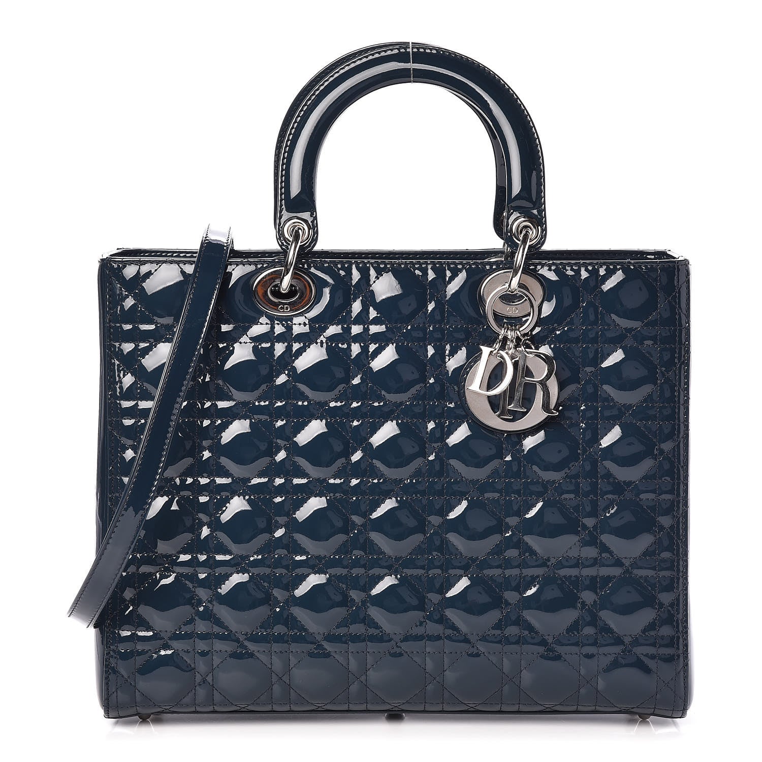 Christian Dior Patent Cannage Large Lady Dior Blue 1 of 9