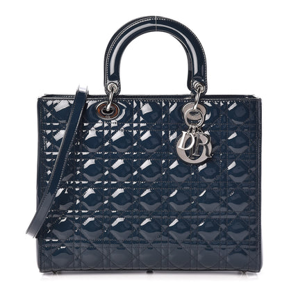 Christian Dior Patent Cannage Large Lady Dior Blue 1 of 9