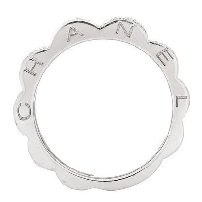 Chanel 18K White Gold Diamond Profil de Camellia Band Ring 53 6.5 4 of 5