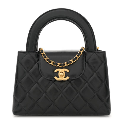 Chanel Shiny Aged Calfskin Quilted Nano Kelly Shopper Black 1 of 11