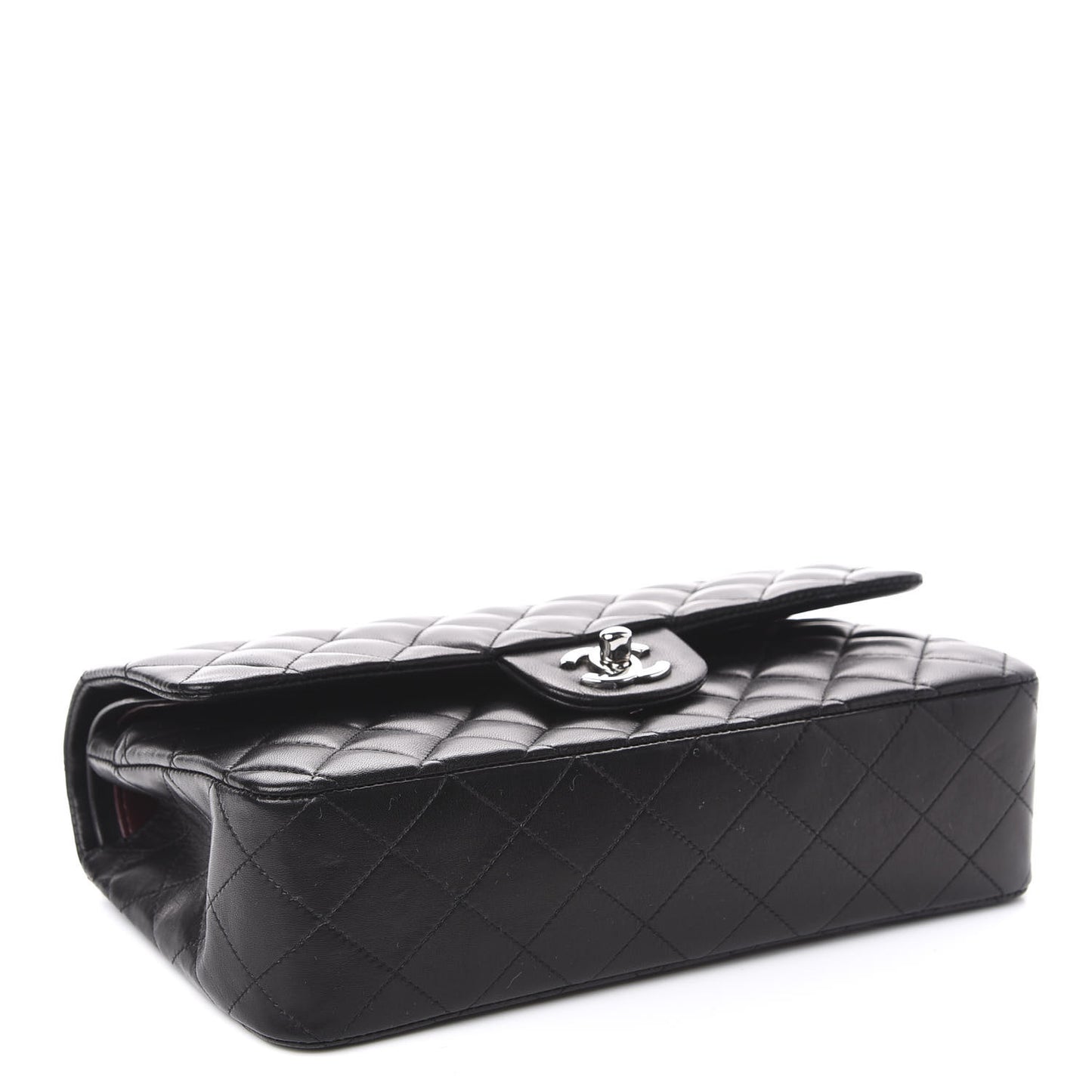 Lambskin Quilted Medium Double Flap Black