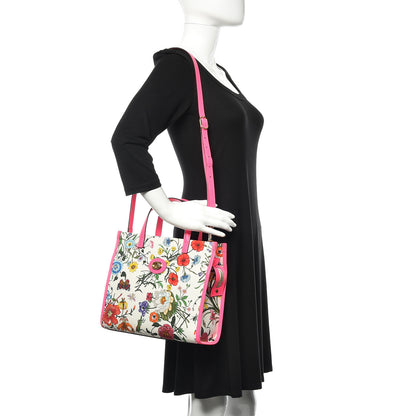 Gucci Canvas Medium Flora Tote Fuchsia 2 of 12