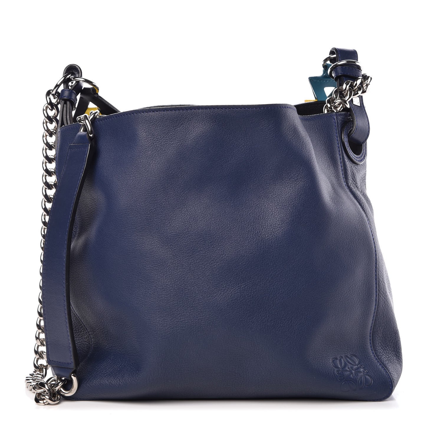 Calfskin V Bucket Bag Blue