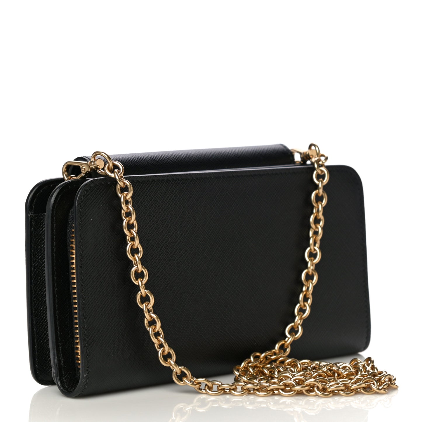 Saffiano Chain Wallet Black