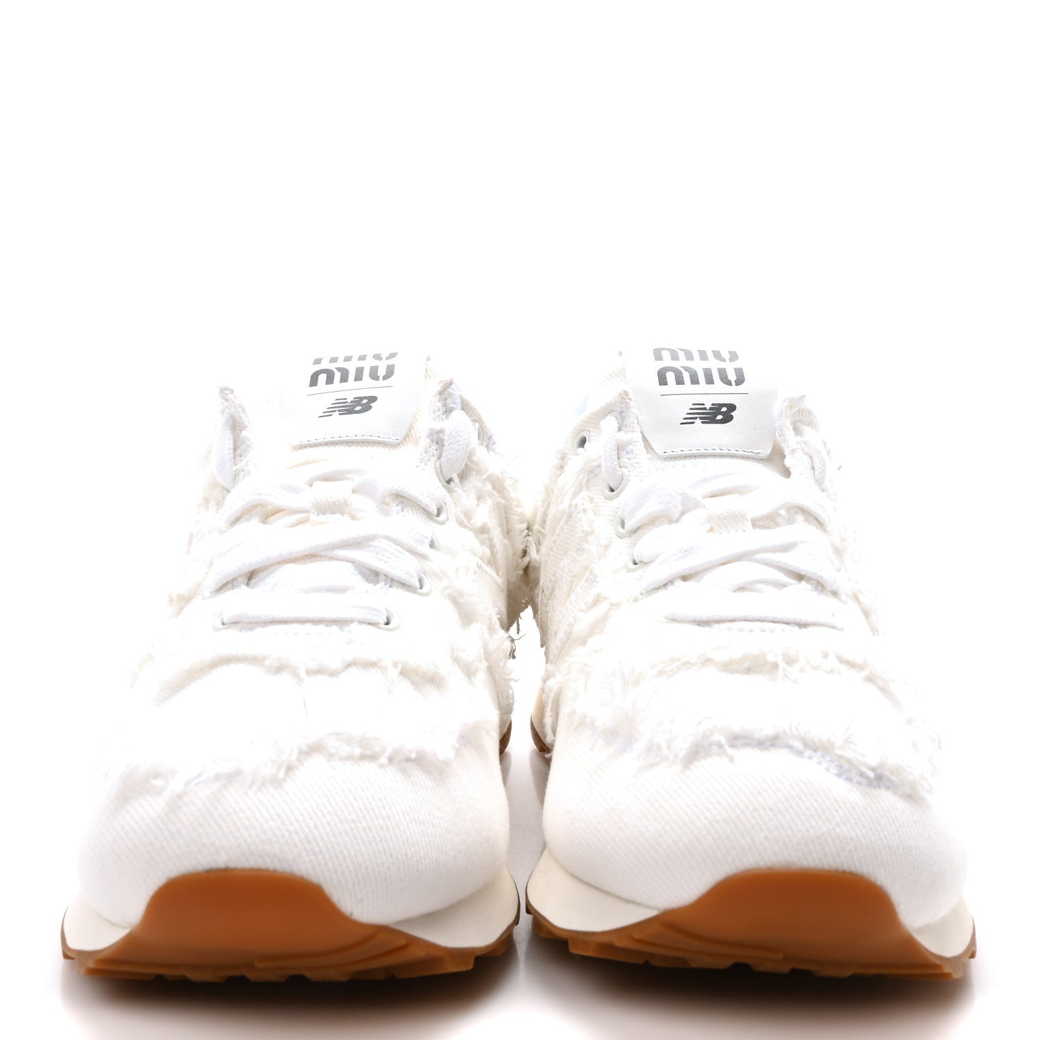 Miu Miu X NEW BALANCE Denim Marmorizzato 574 Sneakers 38.5 White 3 of 9