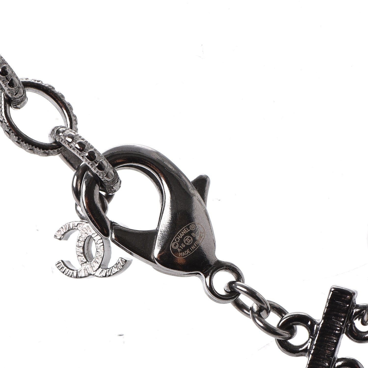 Chanel Ruthenium Resin Bead CC Long Necklace Dark Grey 6 of 7