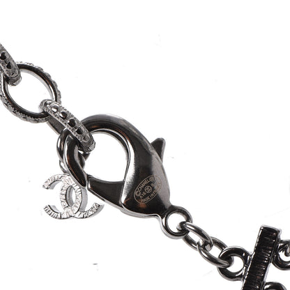 Chanel Ruthenium Resin Bead CC Long Necklace Dark Grey 6 of 7
