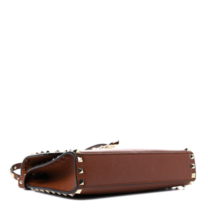 Valentino Garavani Pebbled Calfskin Medium Rockstud Flip Lock Crossbody Bag Saddle Brown 2 of 18