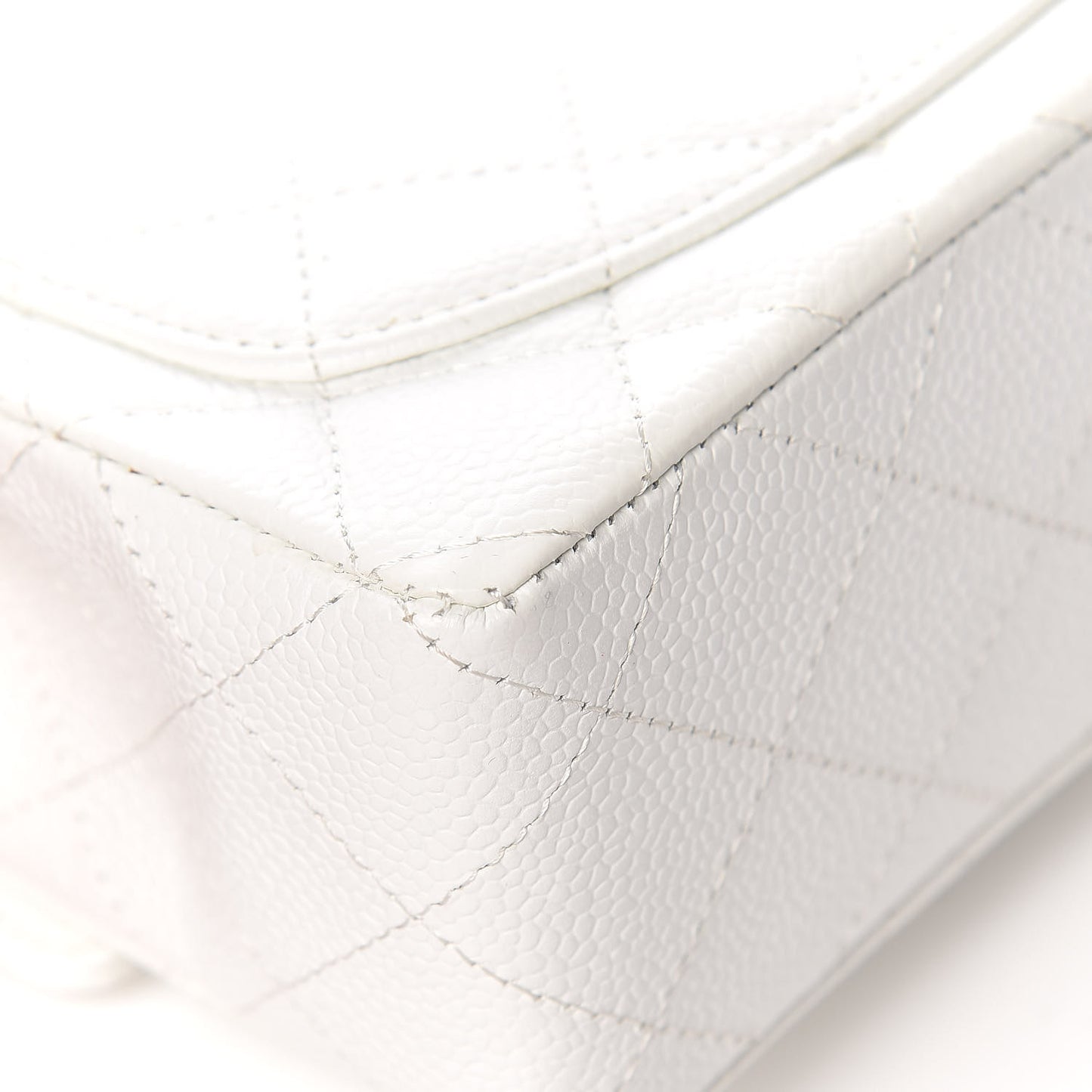 Caviar Quilted Mini Square Flap White
