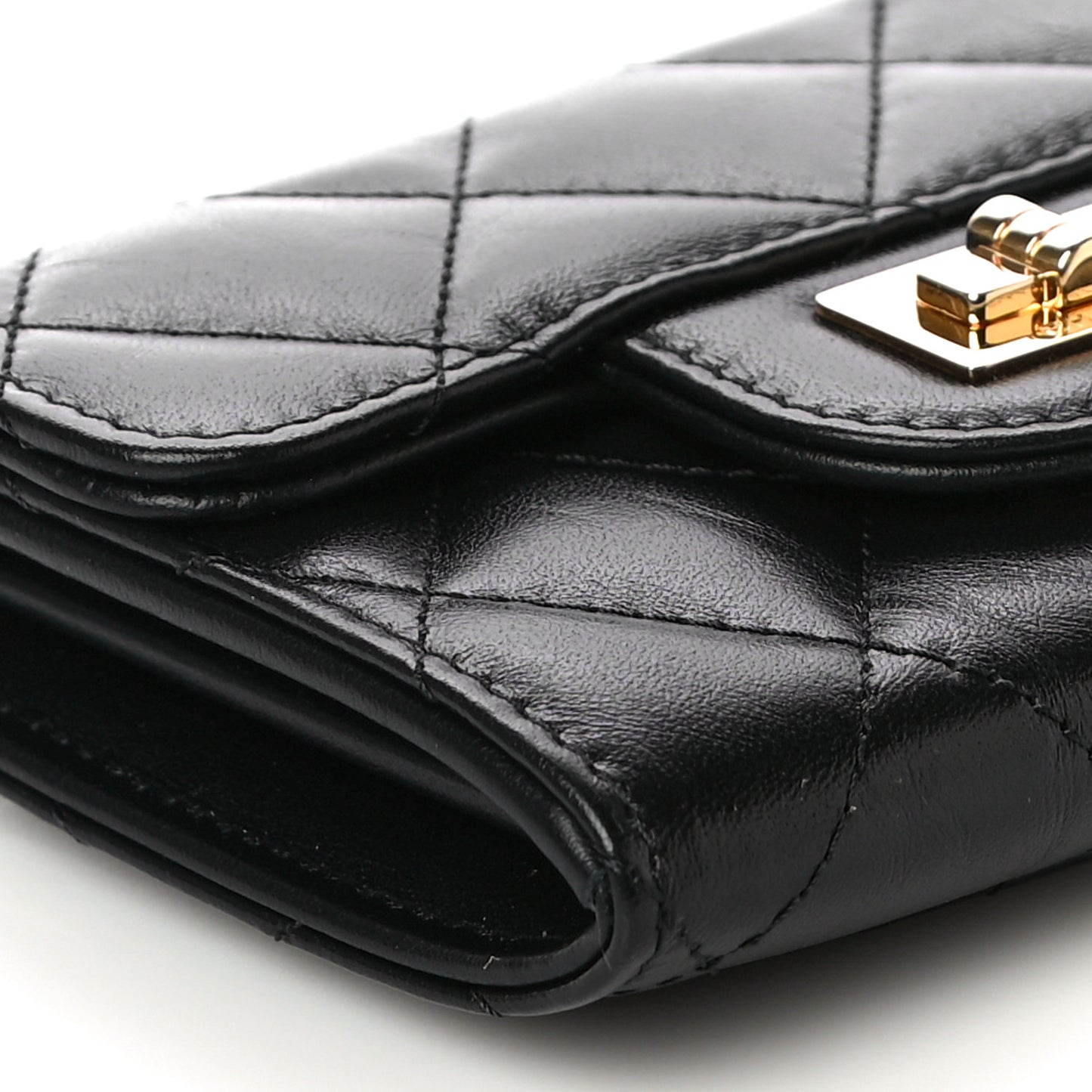 Aged Calfskin Quilted Reissue Flap Card Holder Wallet Black