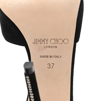 Jimmy Choo Suede Crystal Saeda 100 Pumps 37 Black 7 of 8