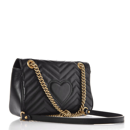 Gucci Calfskin Matelasse Small GG Marmont Shoulder Bag Black 3 of 9