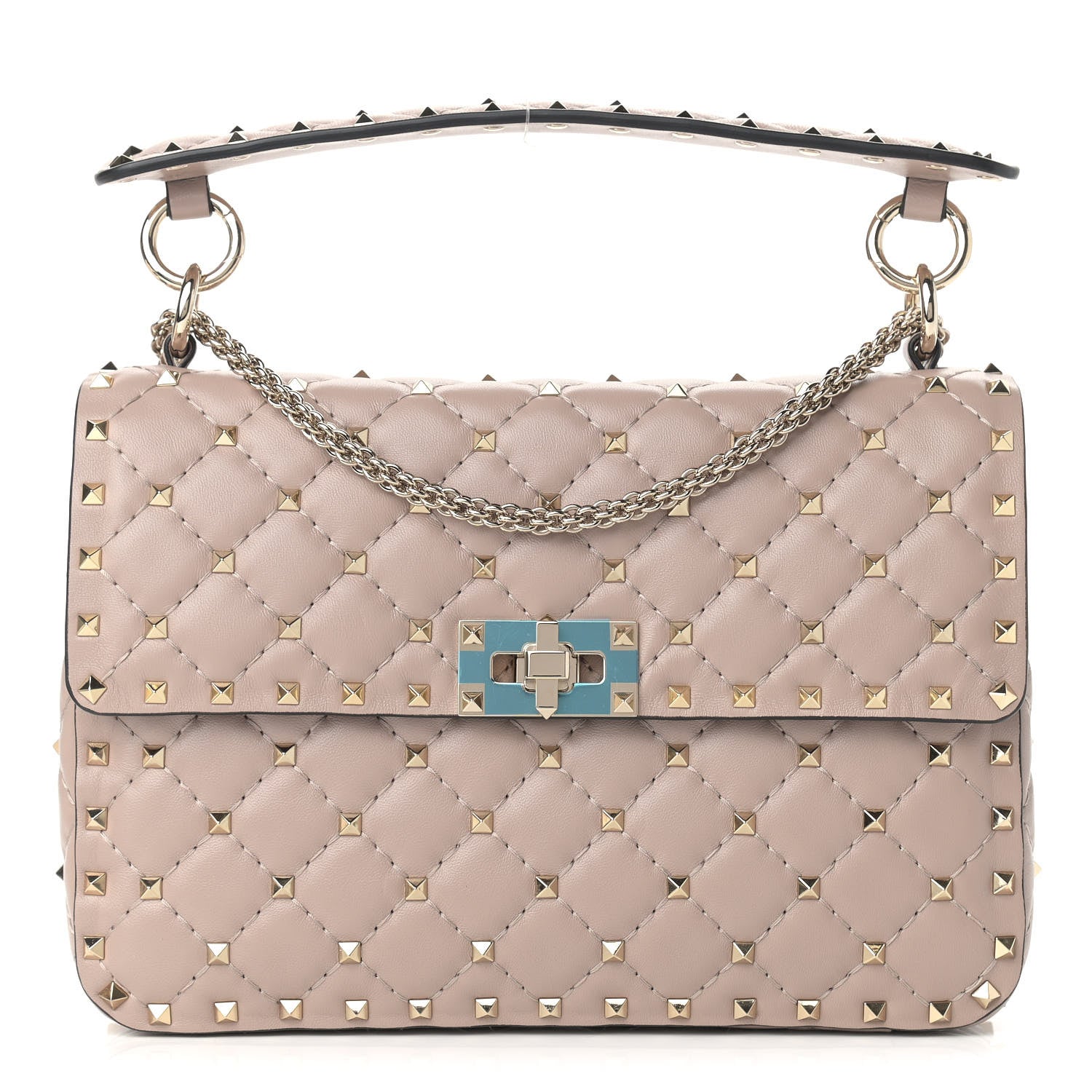 Valentino Garavani Lambskin Medium Rockstud Spike Shoulder Bag Poudre 1 of 8