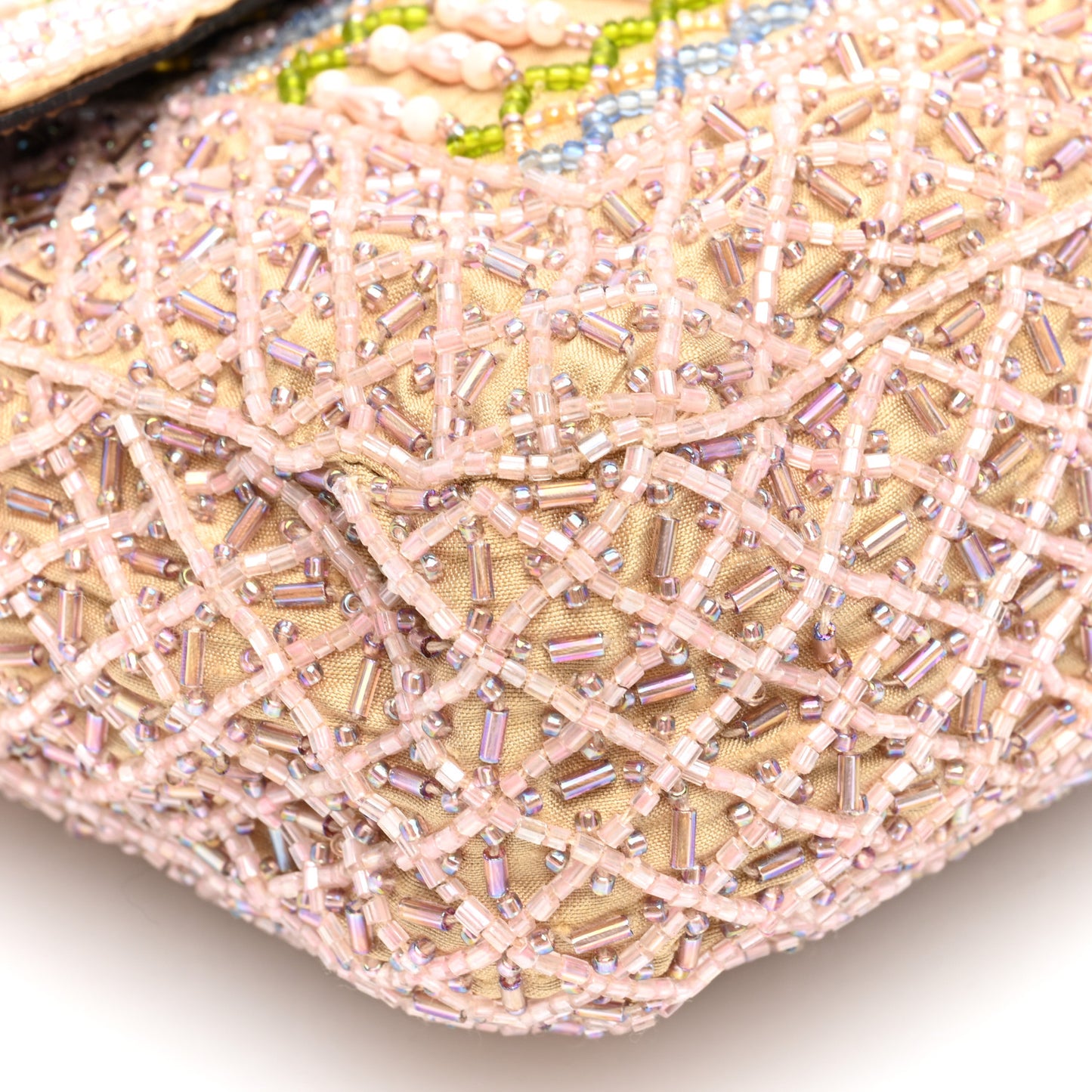 Linen Crystal Beaded Baguette Beige Multicolor