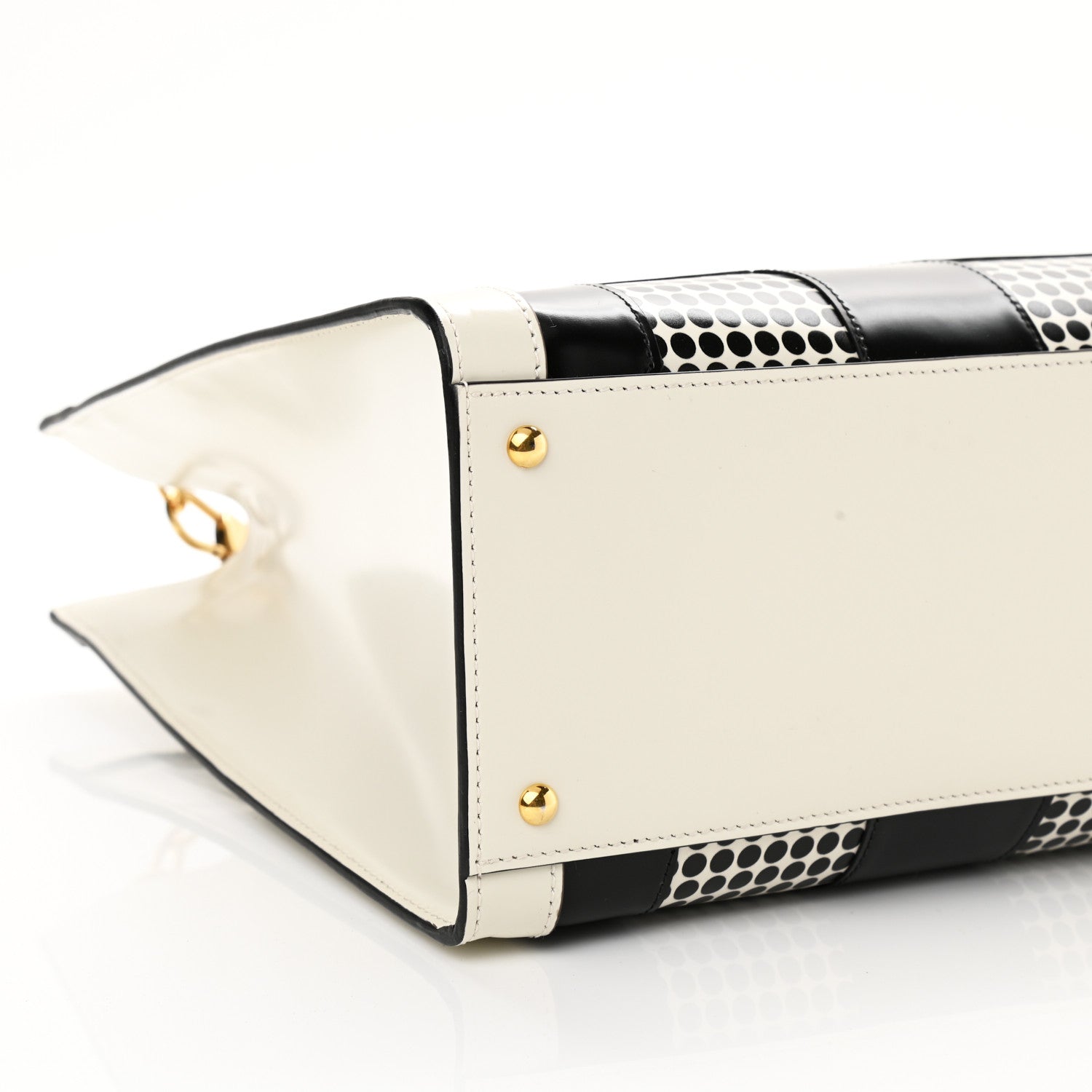 Gucci Calfskin Geometric Inlay Medium Diana Tote Bag White Black 9 of 10