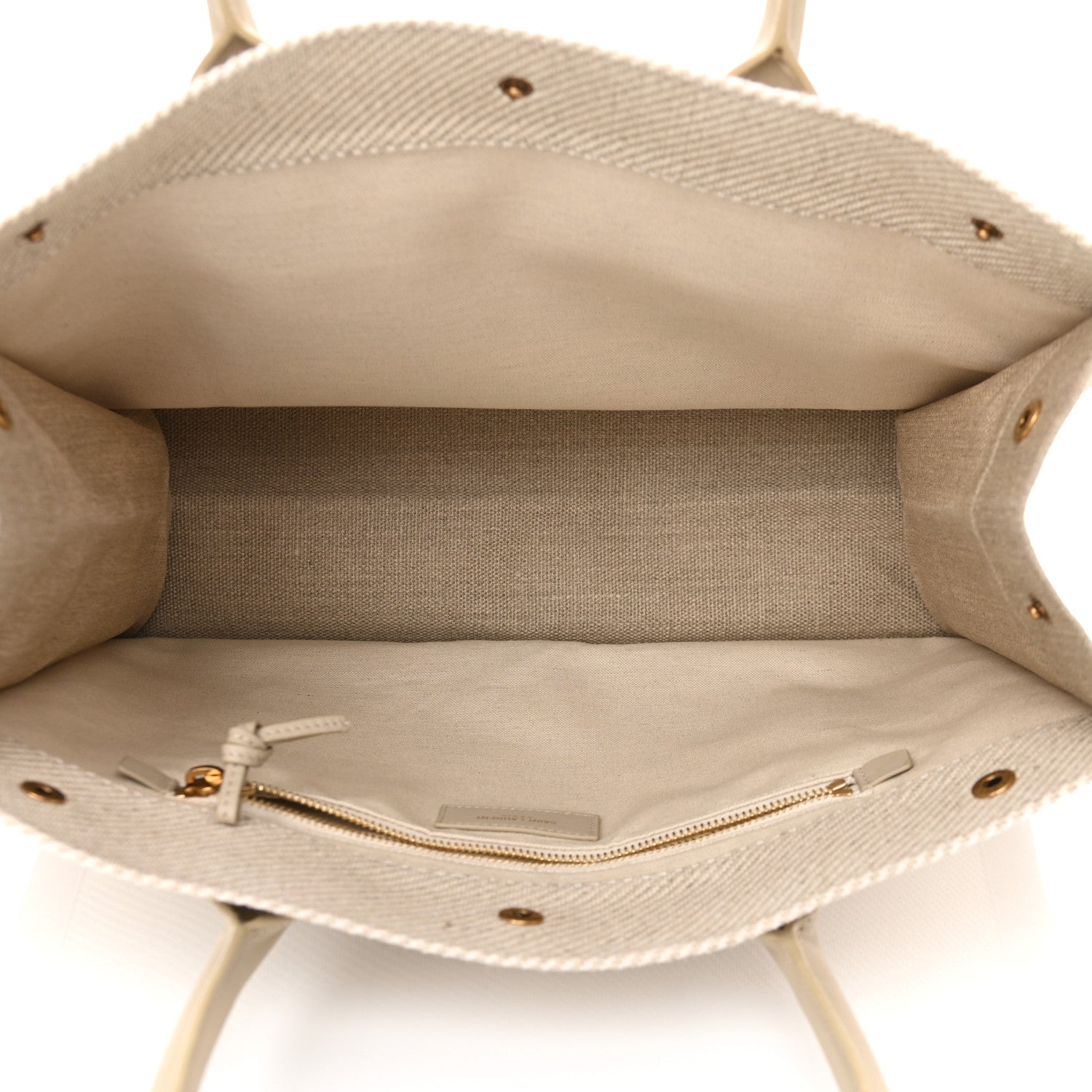 Saint Laurent Linen Calfskin Small Rive Gauche Tote Beige Sea Salt 5 of 11