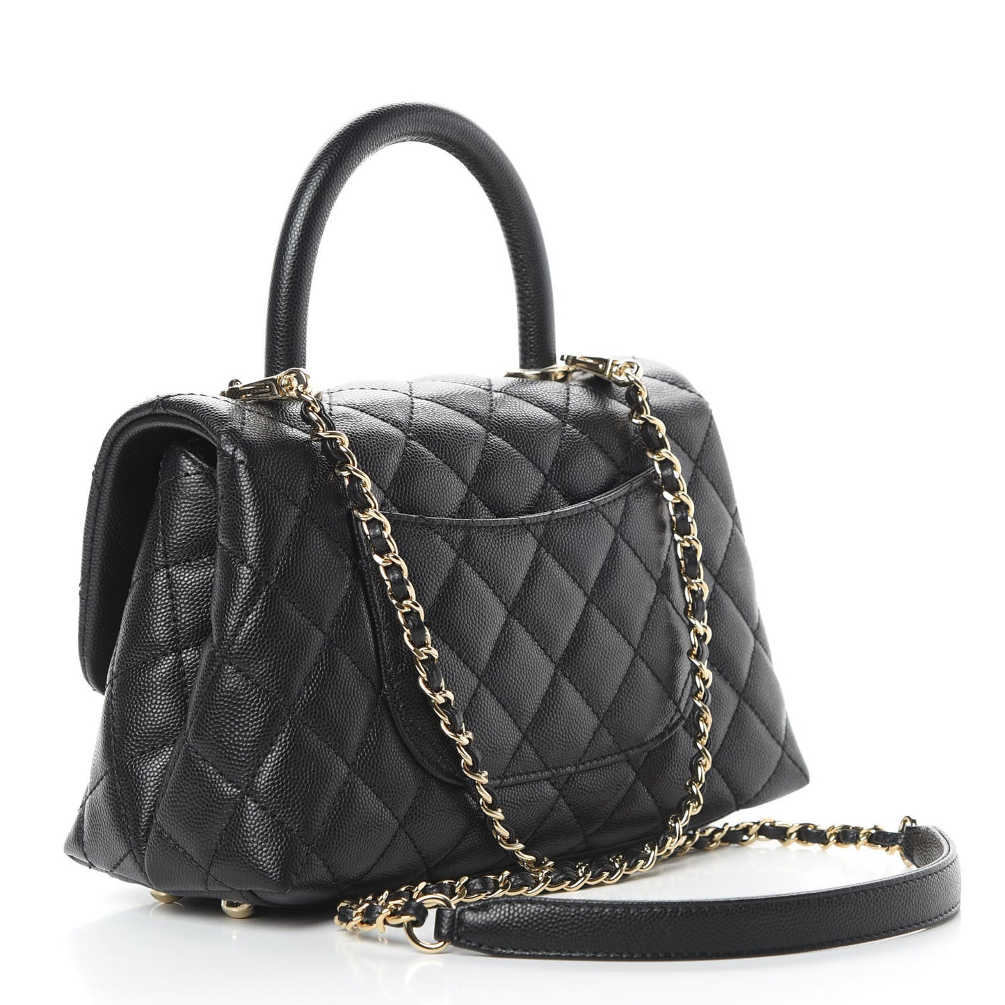 Caviar Quilted Mini Coco Handle Flap Black