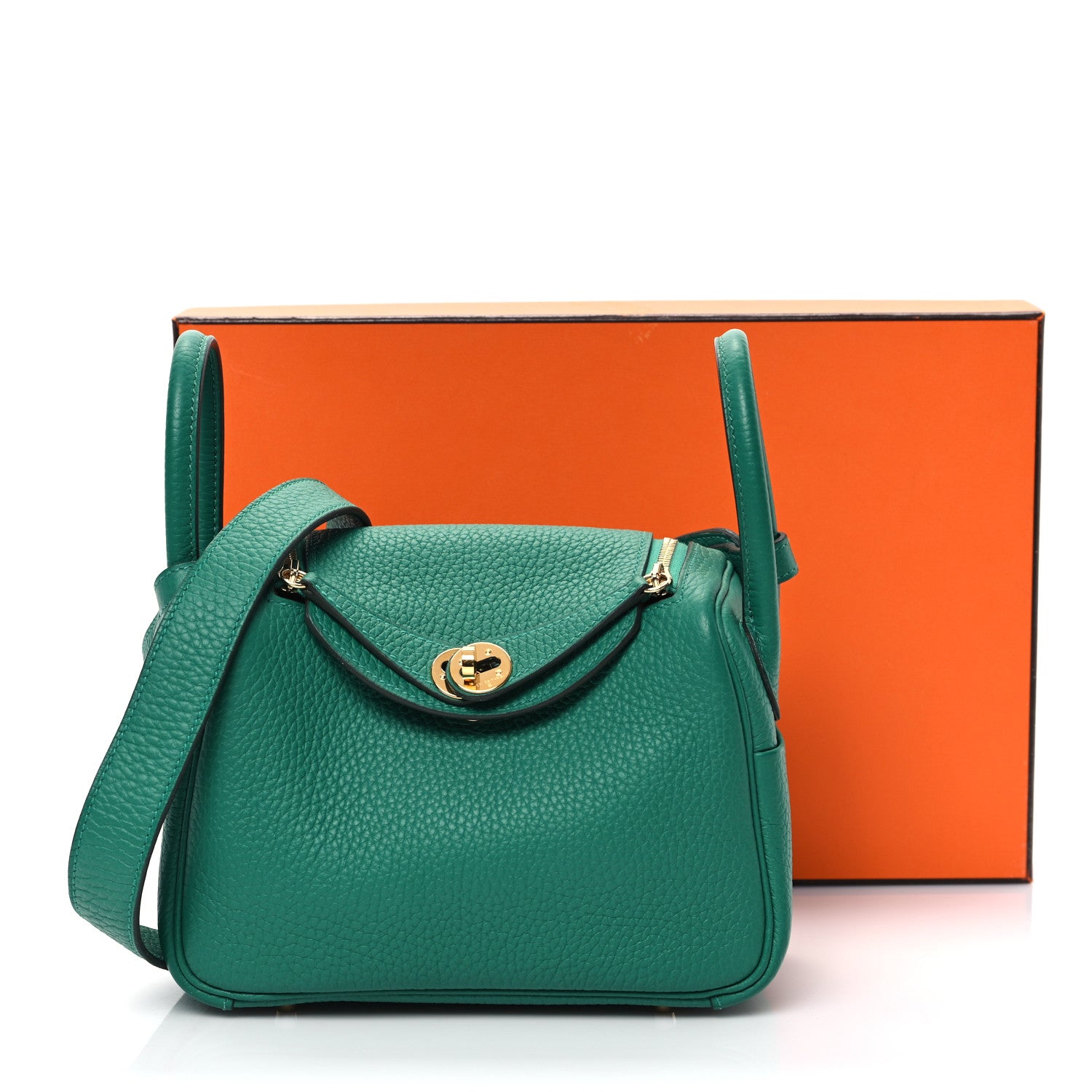 Hermes Taurillon Clemence Mini Lindy 20 Vert Vertigo 12 of 12