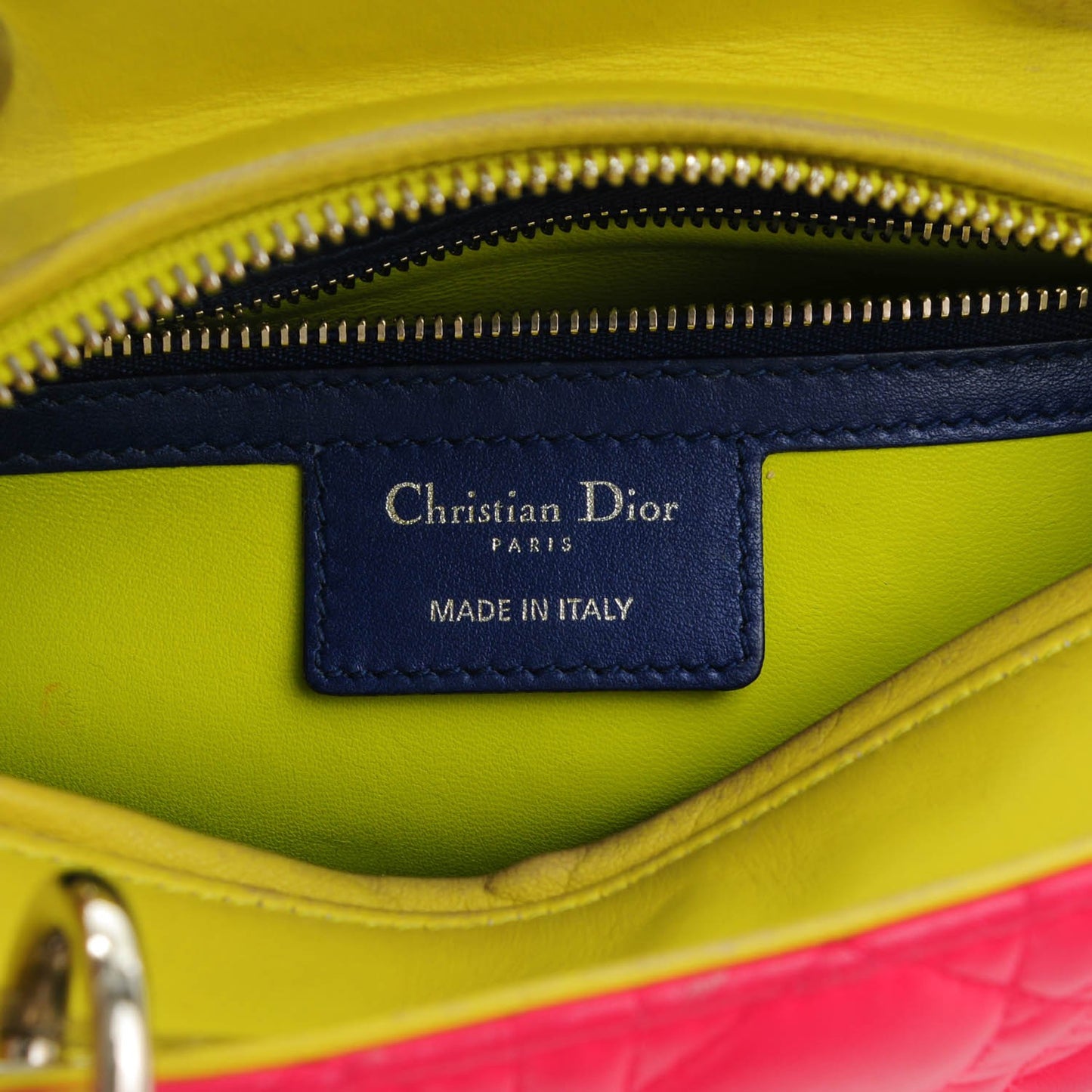 Lambskin Cannage Medium Tri-Color Lady Dior Pink