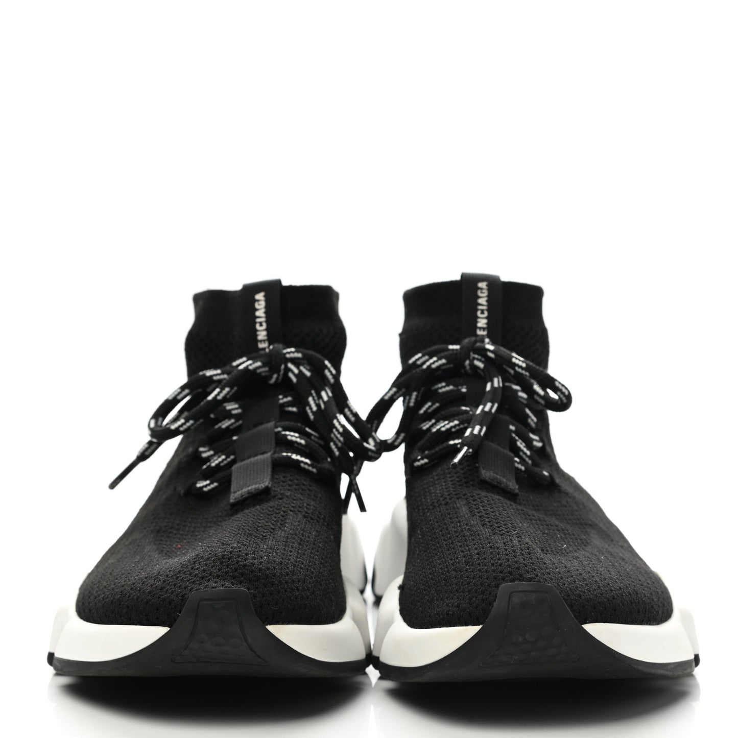 Recycled Knit Bi-Color Sole Womens Speed Lace Up Sneakers 40 Black White