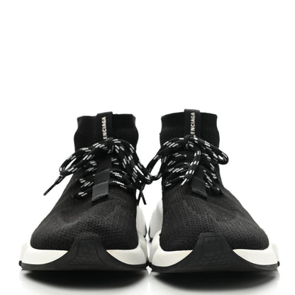 Balenciaga Recycled Knit Bi-Color Sole Womens Speed Lace Up Sneakers 40 Black White 2 of 9