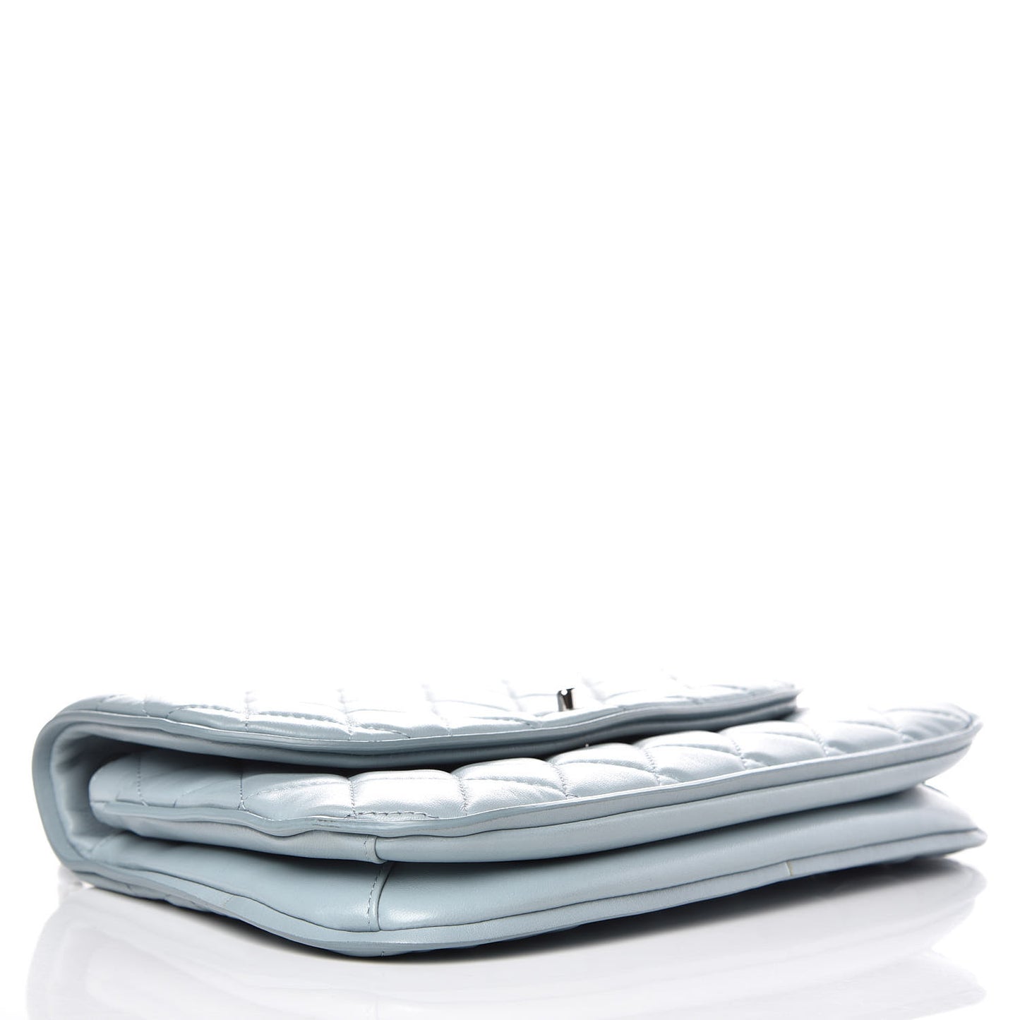 Lambskin Quilted 2 Pocket Messenger Flap Light Blue