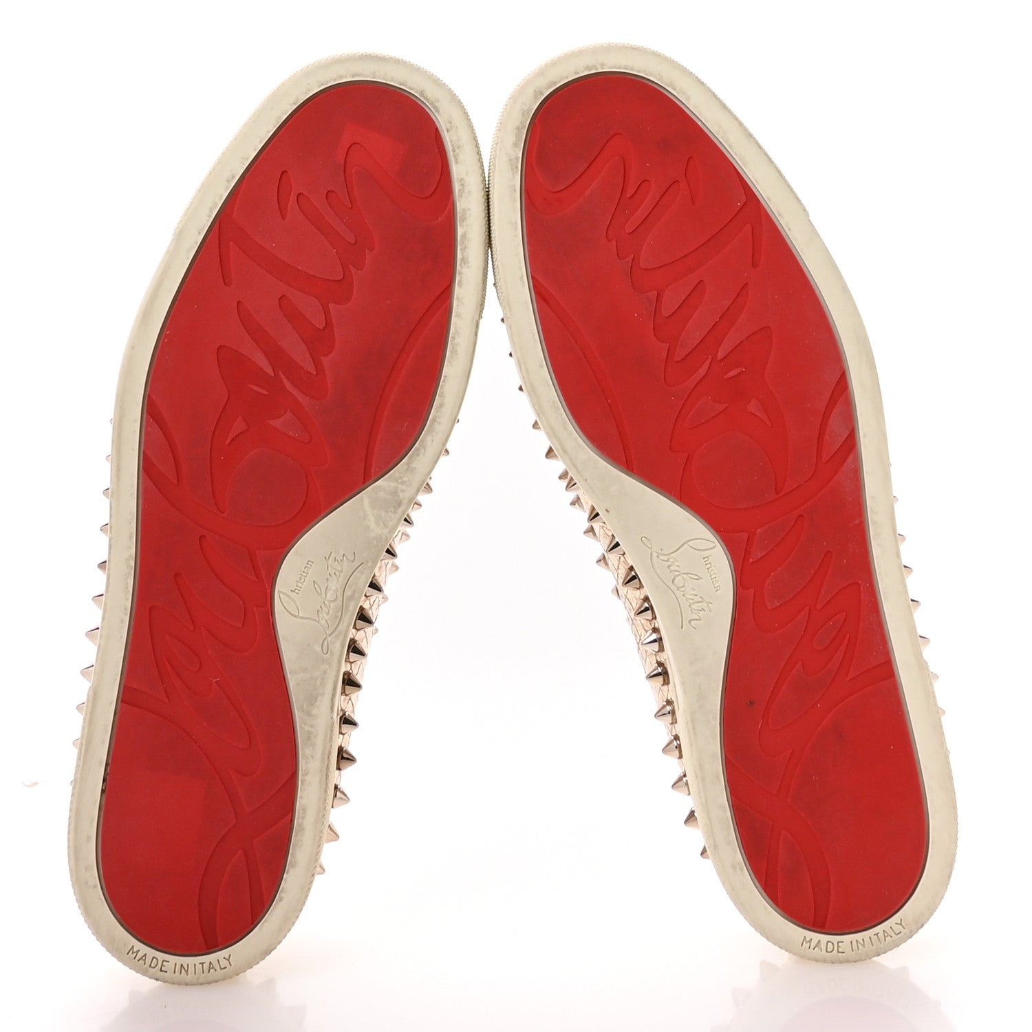 Christian Louboutin Metallic Snakeskin Embossed Pik Boat Flat 36.5 Colombe 6 of 8