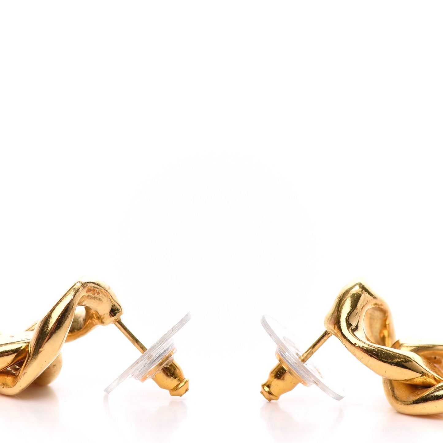 Metal CC Pick Drop Earrings Gold