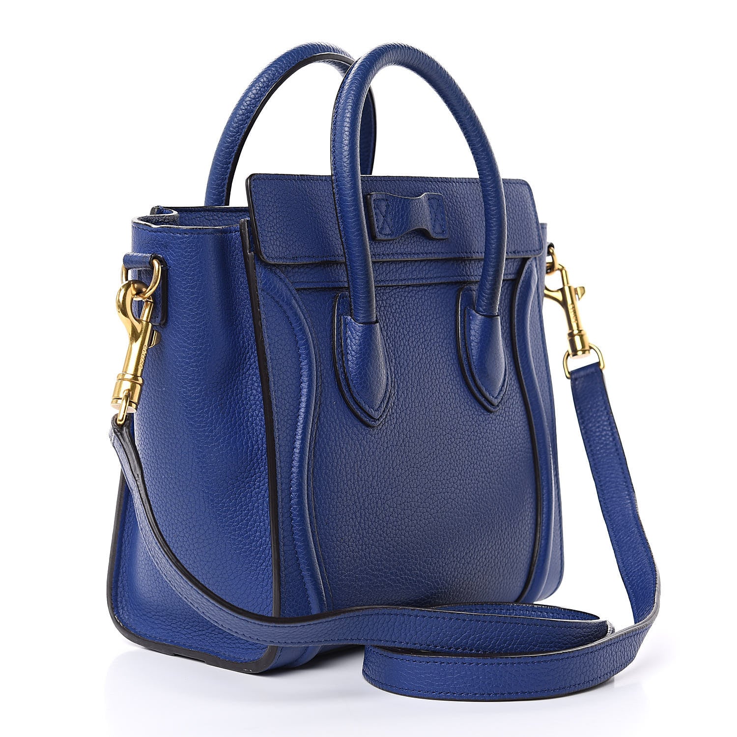 Celine Drummed Calfskin Nano Luggage Indigo 3 of 15