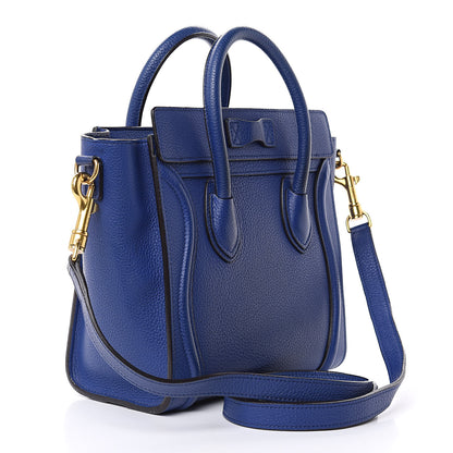 Celine Drummed Calfskin Nano Luggage Indigo 3 of 15