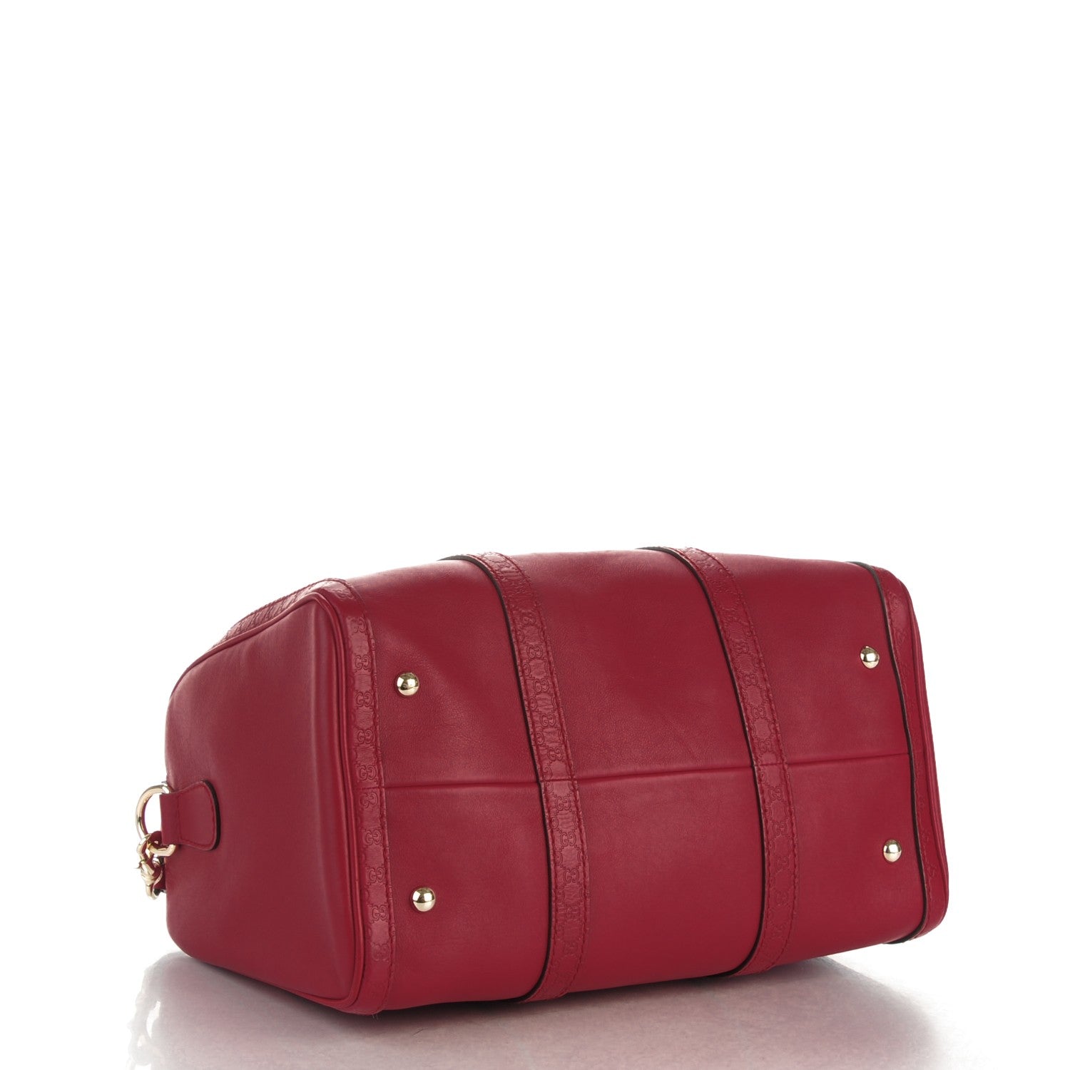 Gucci Calfskin Microguccissima Trim Medium Boston Raspberry Red 4 of 8