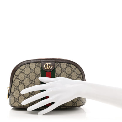 Gucci GG Supreme Monogram Textured Calfskin Web Large Ophidia Cosmetic Case Beige Ebony New Acero 2 of 8