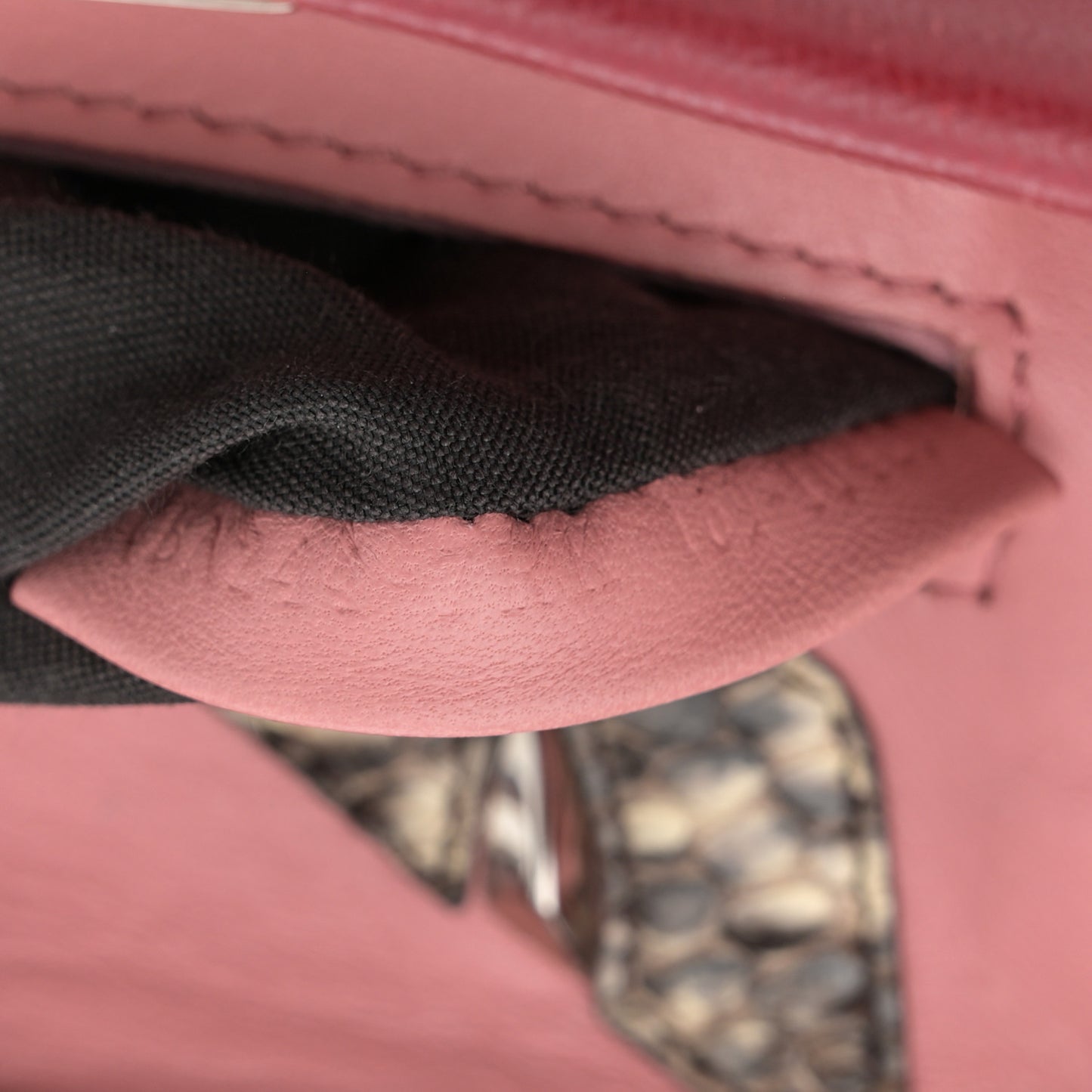 Nappa Elaphe Monster Eyes Mini Peekaboo Iconic Satchel Ruby Bois de Rose Natural