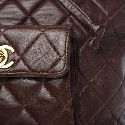 Chanel Lambskin Quilted Backpack Brown 16 of 16