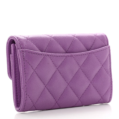 Chanel Caviar Quilted Flap Card Holder Wallet Purple 3 of 9