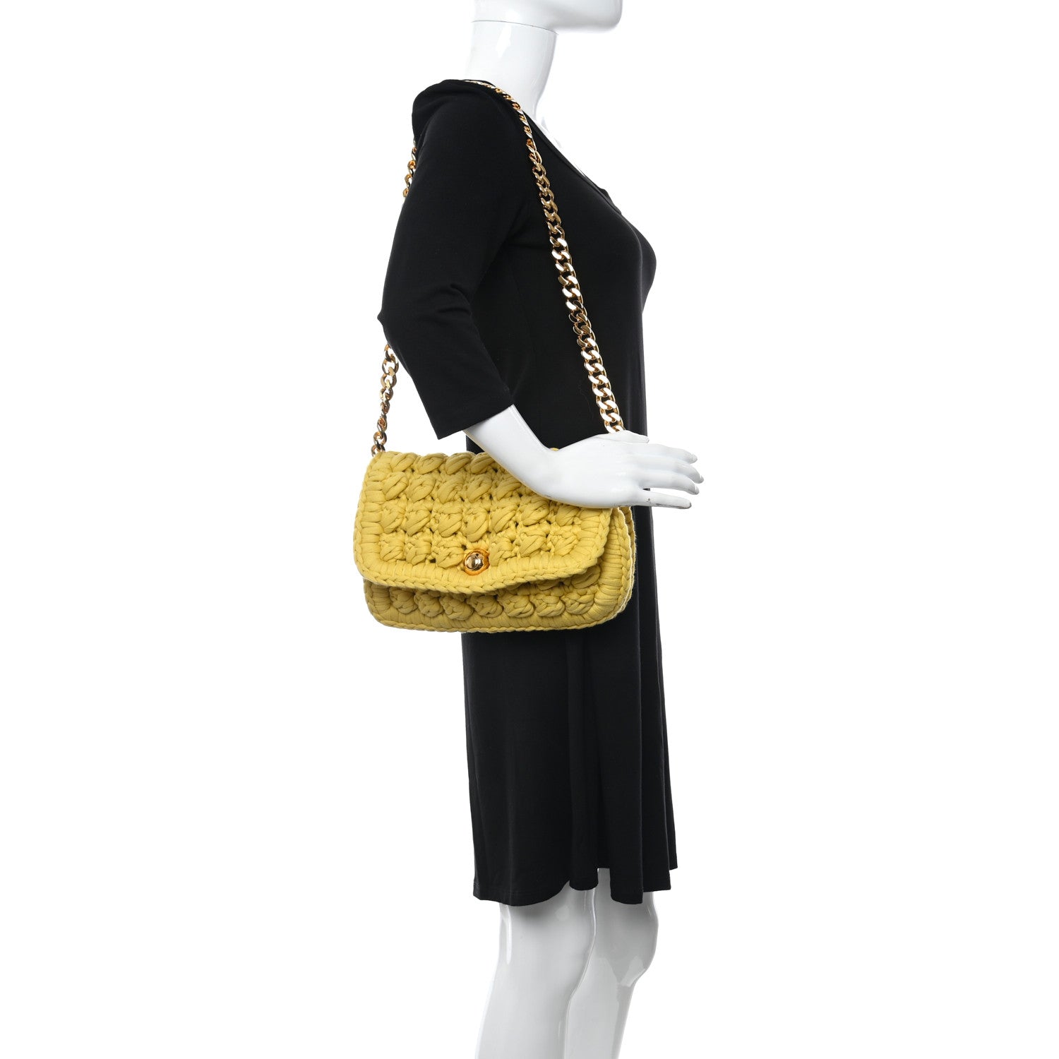 Bottega Veneta Jersey Crochet Shoulder Bag Buttercup Gold 2 of 9