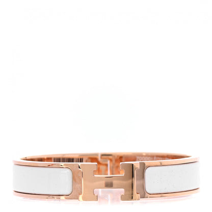 Hermes Enamel Narrow Clic Clac H Bracelet PM White 1 of 4
