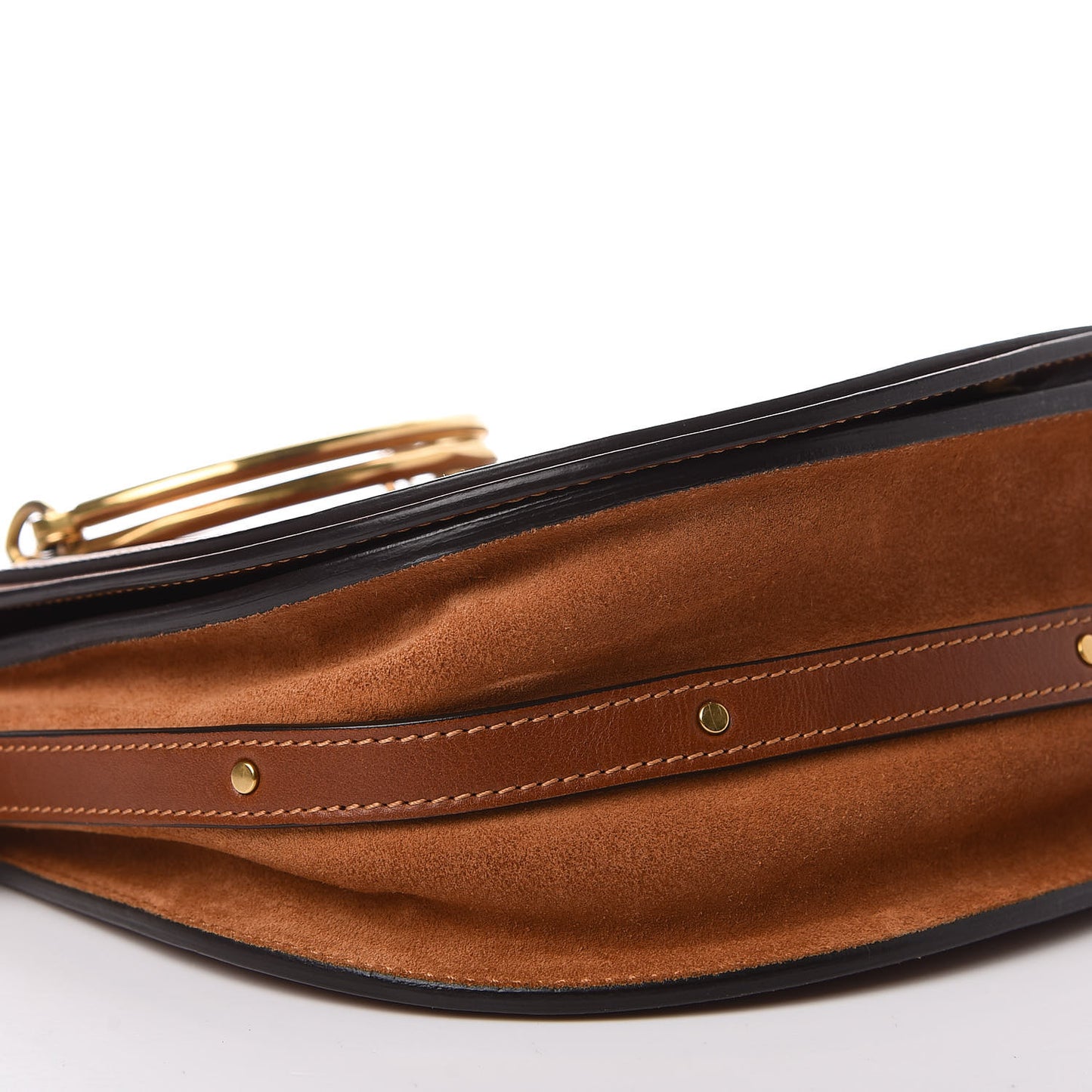Calfskin Suede Medium Nile Bracelet Bag Caramel