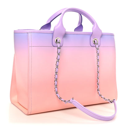 Chanel Shaded Calfskin Small Deauville Tote Light Purple Pink Coral 4 of 11