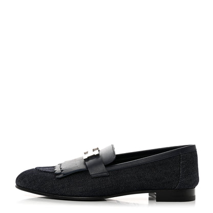 Hermes Denim Womens Royal Loafers 40 Bleu Brut Marine 1 of 8