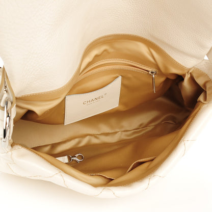 Chanel Glazed Calfskin XL On The Road Flap Ivory 5 of 12