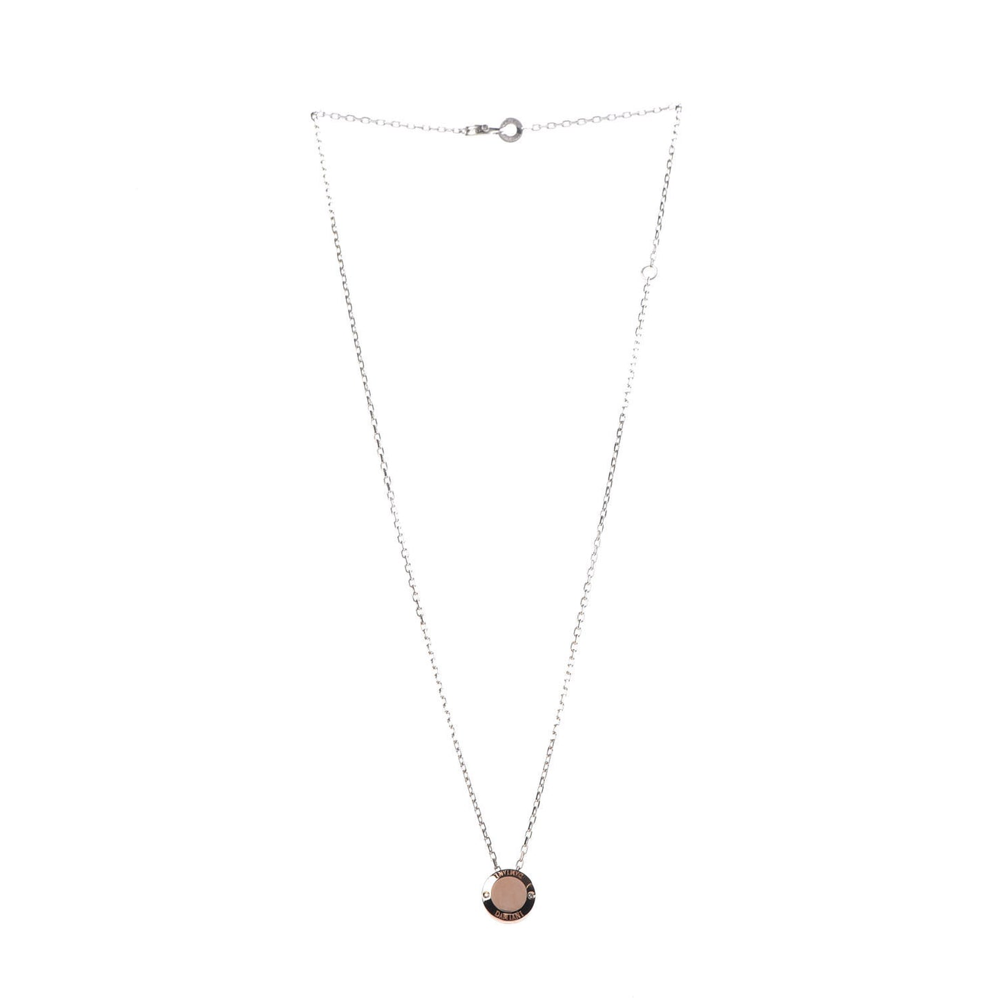 18K White Pink Gold Diamond Blasoni Pendant Necklace