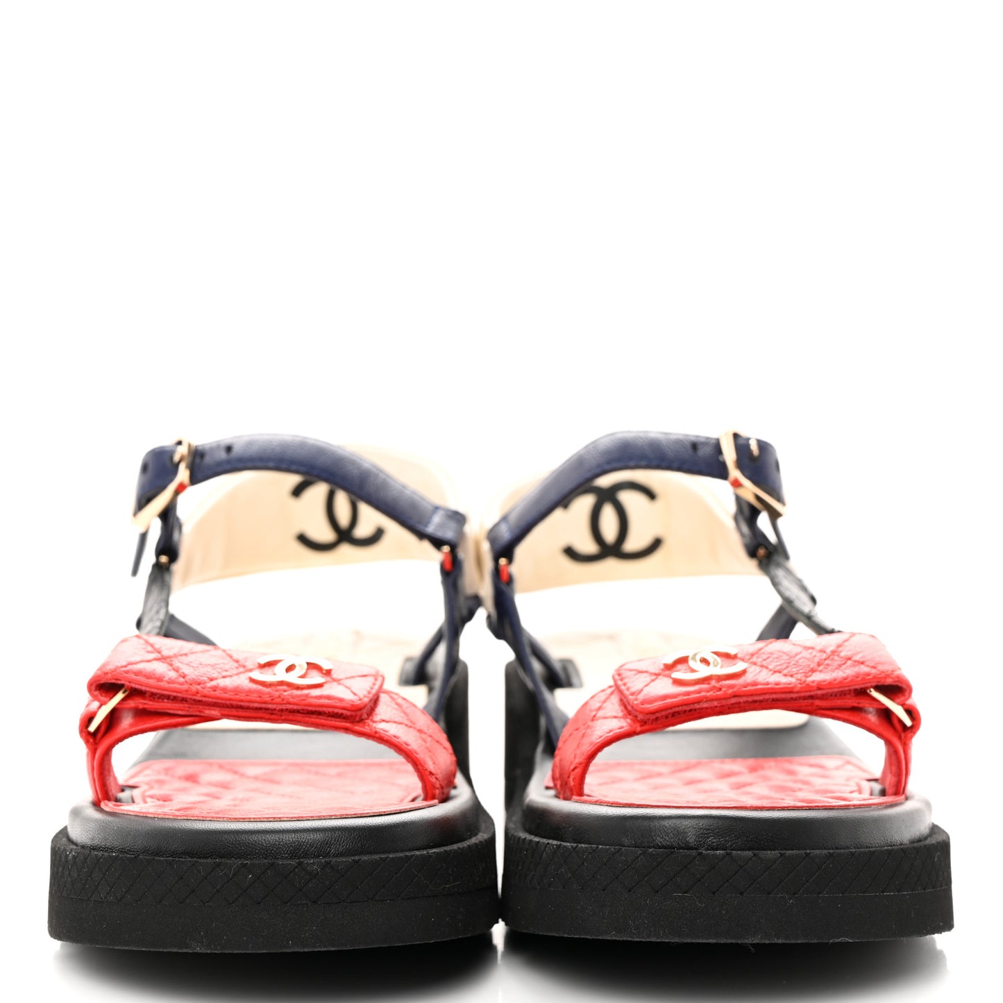 Lambskin Logo Platform Sandals 40 Red Black Ivory Navy Blue