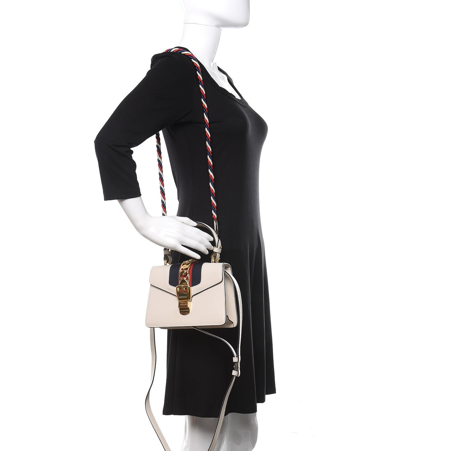 Gucci Calfskin Mini Sylvie Top Handle Bag White 3 of 19