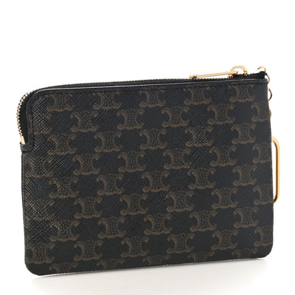 Celine Triomphe Canvas Logo Coin and Card Pouch With Hook Black 3 of 10