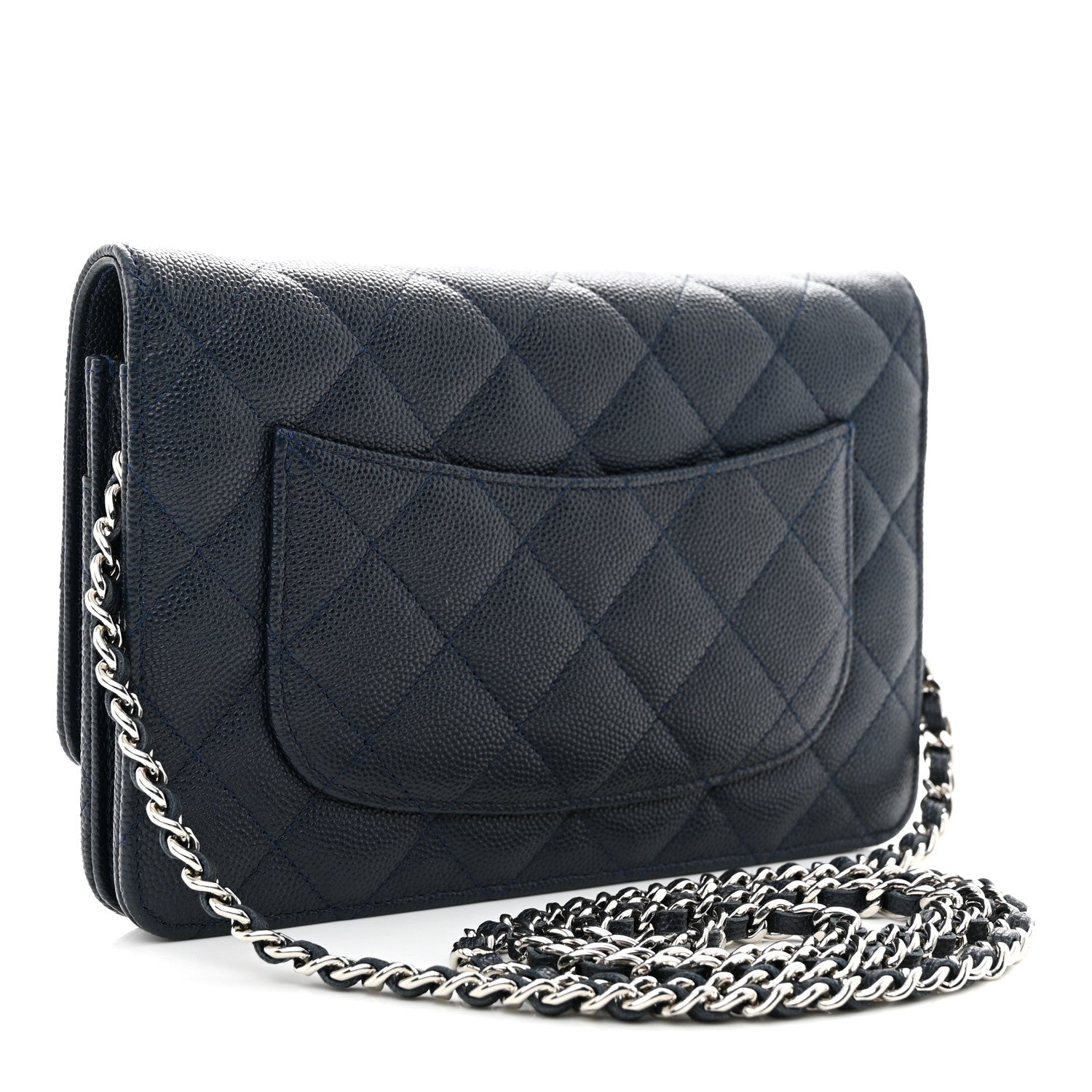 Chanel Caviar Quilted Wallet on Chain WOC Navy 3 of 11
