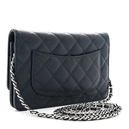 Chanel Caviar Quilted Wallet on Chain WOC Navy 3 of 11