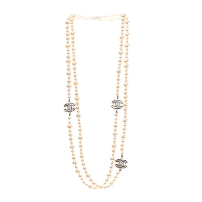 Chanel Graduated Pearl CC Long Necklace Gold 3 of 9